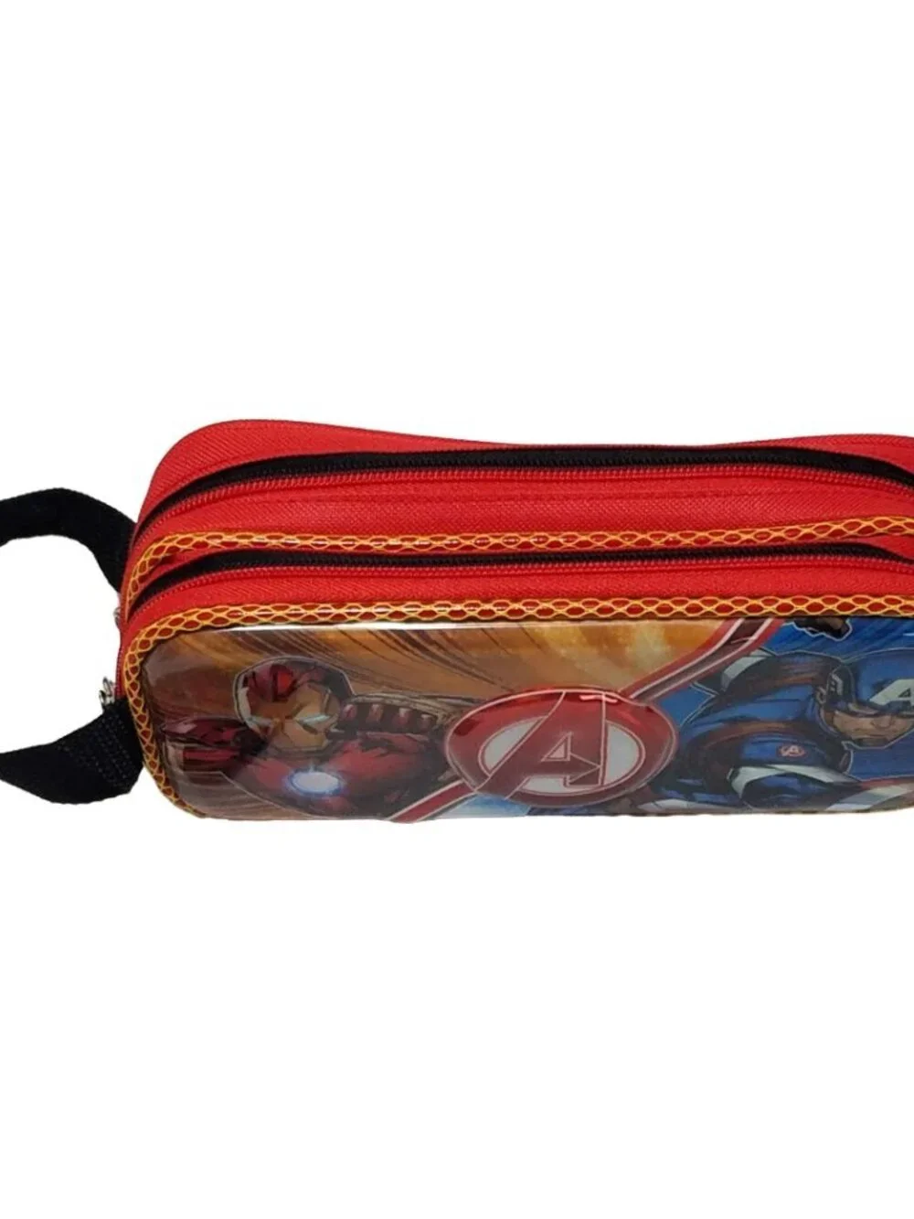 Marvel Avengers 3D Pencil Case Iron Man Captain America Dual Zip Pouch Bag NWT